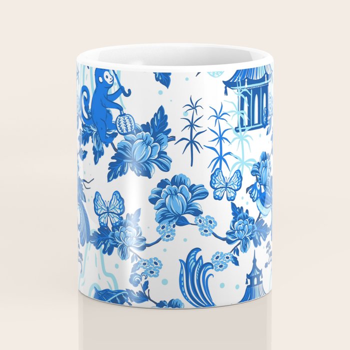 Chinoiserie Monkey Umbrella Pagodas Coffee Mug Gallery Image 4