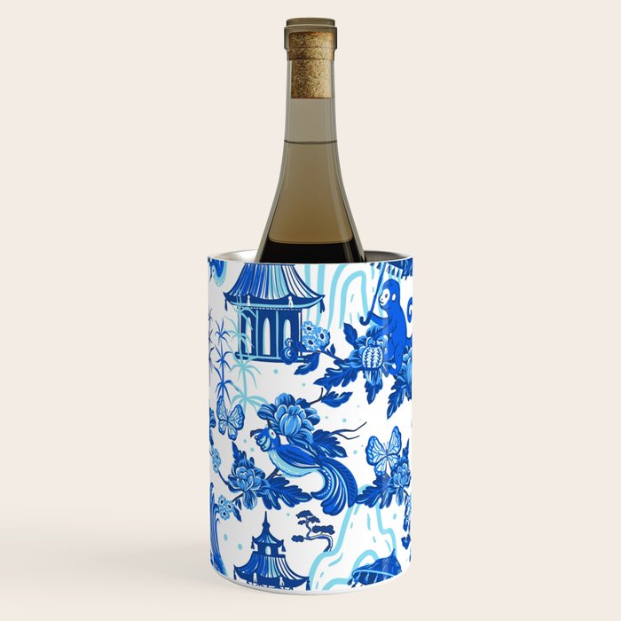 Chinoiserie Monkey Umbrella Pagodas Wine Chiller Gallery Image 3