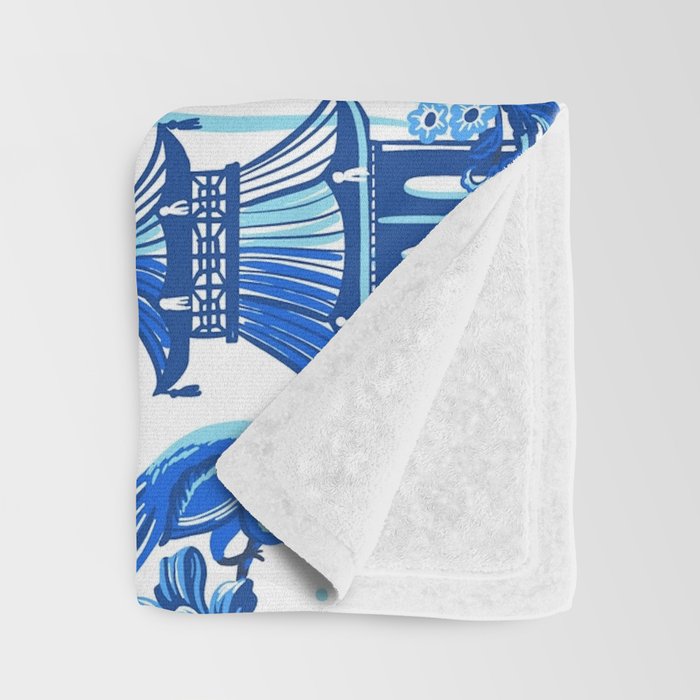 Chinoiserie Monkey Umbrella Pagodas Throw Blanket Gallery Image 3