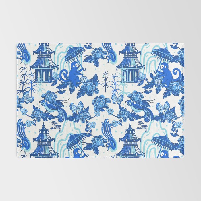 Chinoiserie Monkey Umbrella Pagodas Rug Gallery Image 2