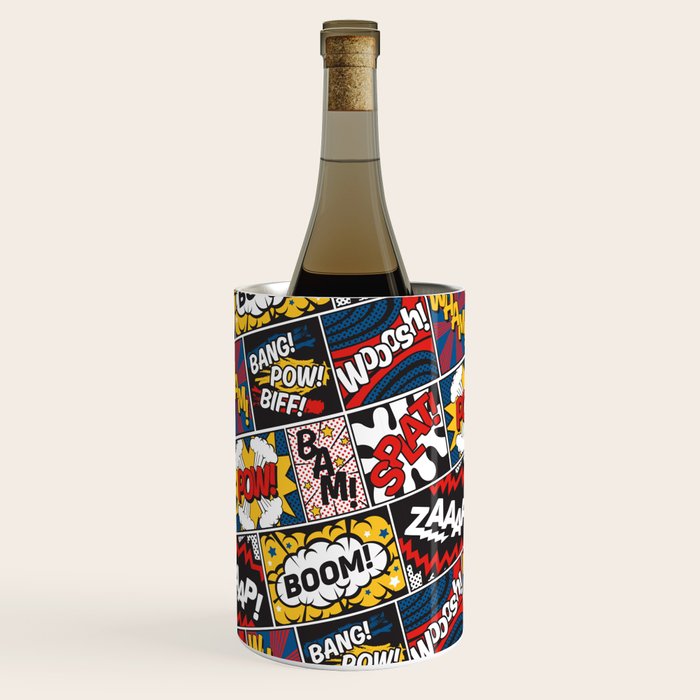 Modern Comic Book Superhero Pattern Color Colour Cartoon Lichtenstein Pop Art Wine Chiller Gallery Image 1