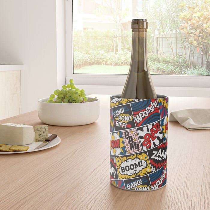 Modern Comic Book Superhero Pattern Color Colour Cartoon Lichtenstein Pop Art Wine Chiller Gallery Image 4