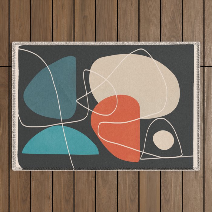 Minimal Colorful Abstract Shapes 12 Outdoor Rug Gallery Image 1