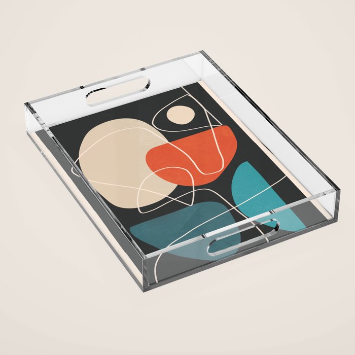 Minimal Colorful Abstract Shapes 12 Acrylic Tray Gallery Image 1