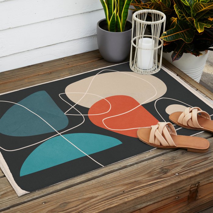 Minimal Colorful Abstract Shapes 12 Outdoor Rug Gallery Image 2