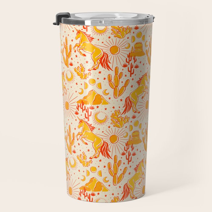Desert Unicorn - yellow and red-orange Travel Mug Gallery Image 3