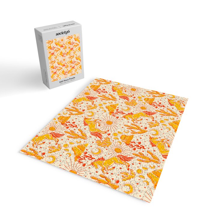 Desert Unicorn - yellow and red-orange Jigsaw Puzzle Gallery Image 2