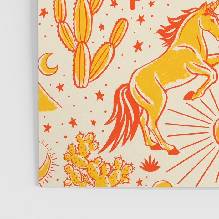 Desert Unicorn - yellow and red-orange Poster Gallery Image 3