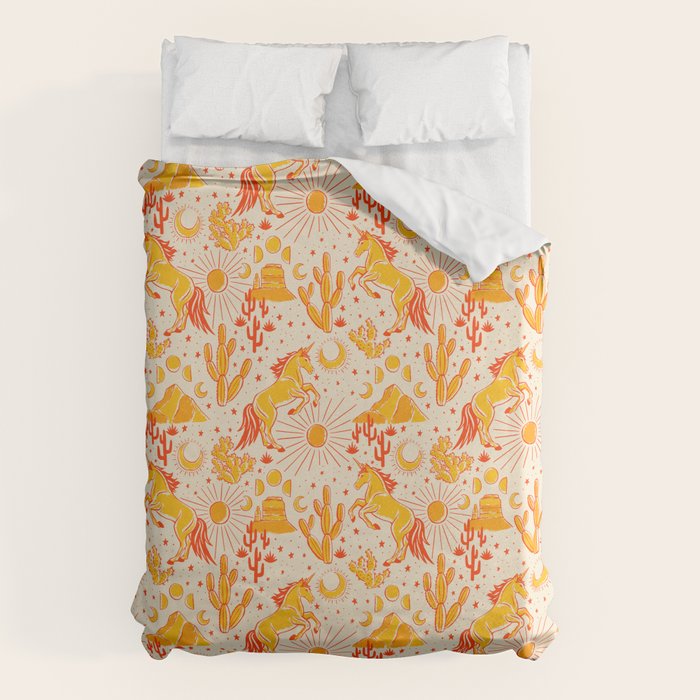 Desert Unicorn - yellow and red-orange Duvet Cover Gallery Image 6