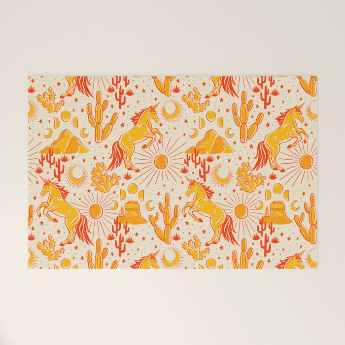 Desert Unicorn - yellow and red-orange Welcome Mat Gallery Image 1