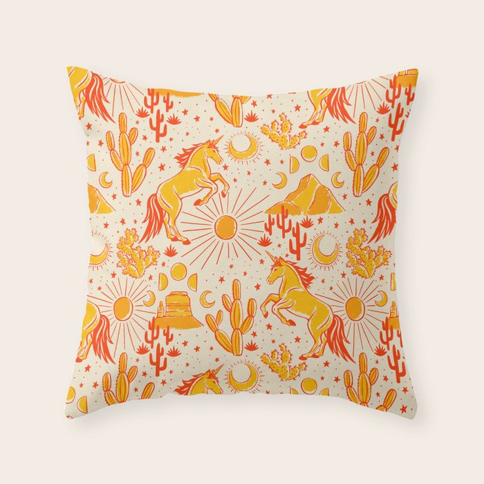 Desert Unicorn - yellow and red-orange Throw Pillow Gallery Image 6