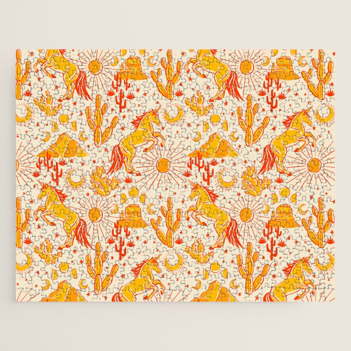 Desert Unicorn - yellow and red-orange Jigsaw Puzzle Gallery Image 1