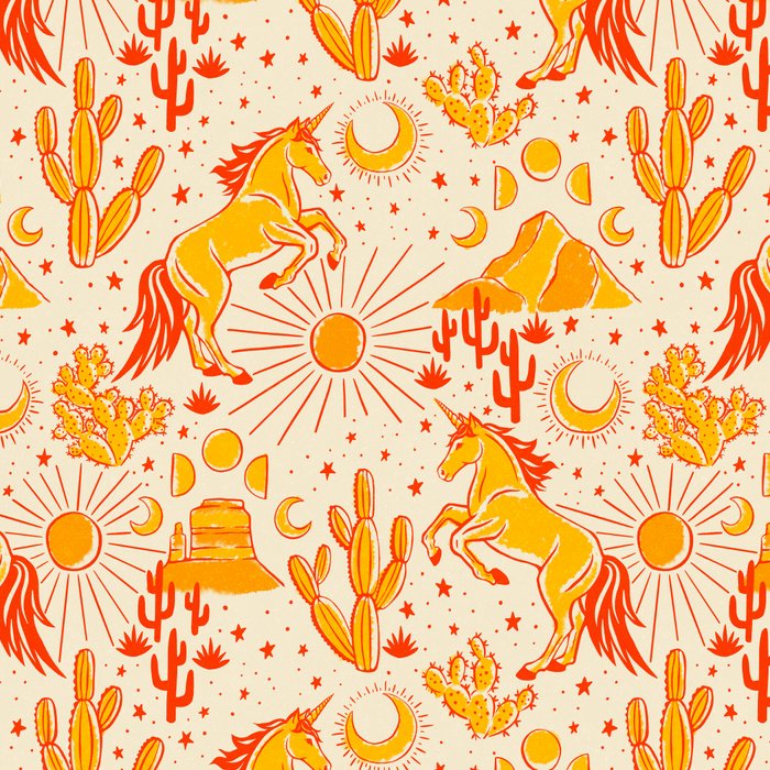 Desert Unicorn - yellow and red-orange Coffee Mug Gallery Image 2