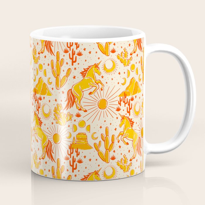 Desert Unicorn - yellow and red-orange Coffee Mug Gallery Image 1