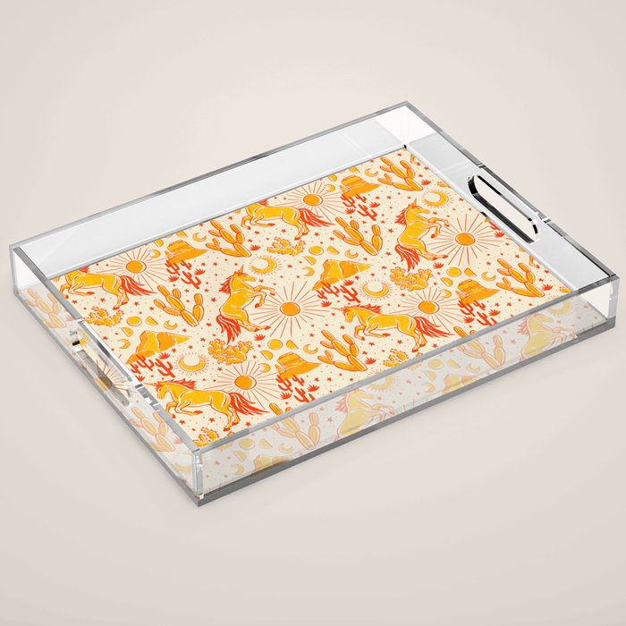 Desert Unicorn - yellow and red-orange Acrylic Tray Gallery Image 1