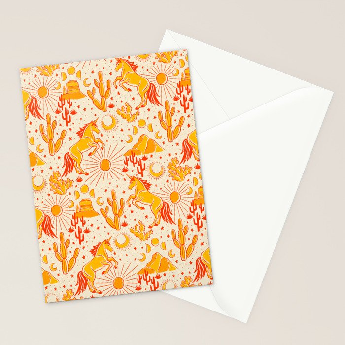 Desert Unicorn - yellow and red-orange Stationery Card Gallery Image 2