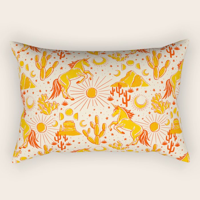 Desert Unicorn - yellow and red-orange Rectangular Pillow Gallery Image 2