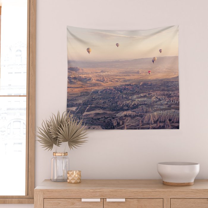 Sunrise Hot Air Balloon Flight Wall Tapestry Gallery Image 2