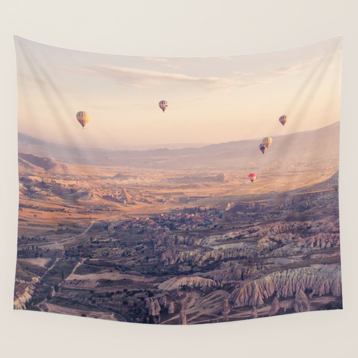 Sunrise Hot Air Balloon Flight Wall Tapestry Gallery Image 4
