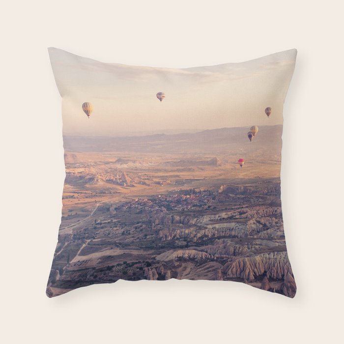 Sunrise Hot Air Balloon Flight Throw Pillow Gallery Image 6