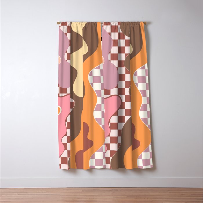 Abstract Swirls with Check Window Curtain Gallery Image 3