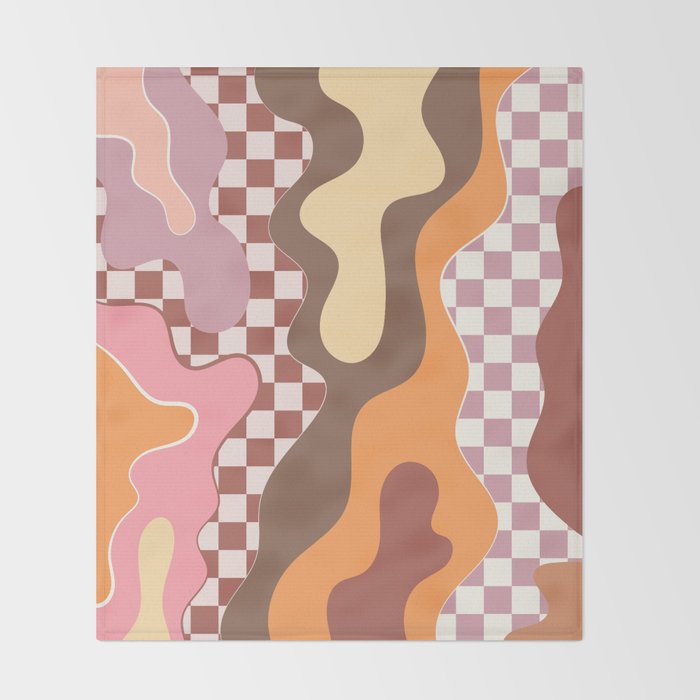 Abstract Swirls with Check Throw Blanket Gallery Image 2