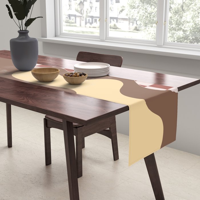 Abstract Swirls with Check Table Runner Gallery Image 2