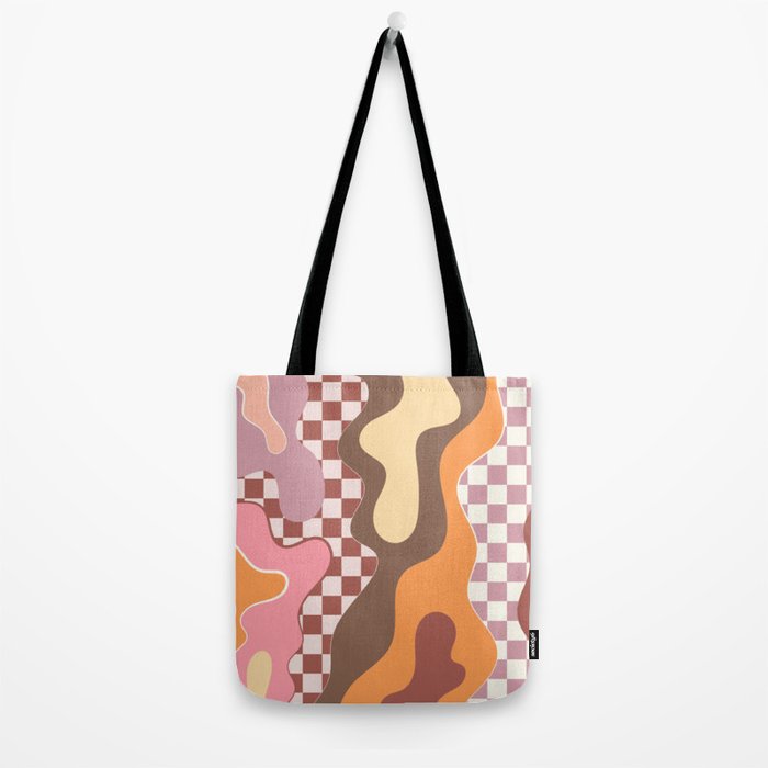 Abstract Swirls with Check Tote Bag Gallery Image 2