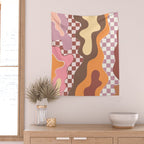 Abstract Swirls with Check Wall Tapestry Gallery Image 2