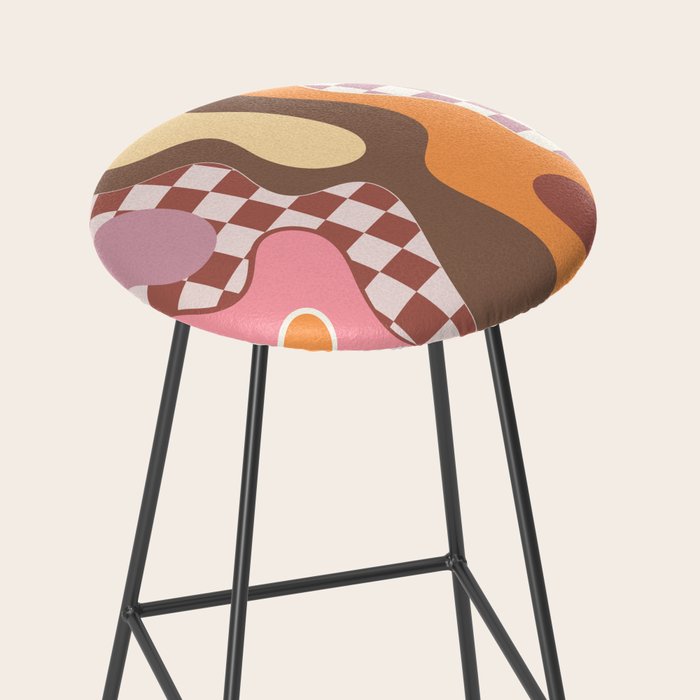 Abstract Swirls with Check Stool Gallery Image 2