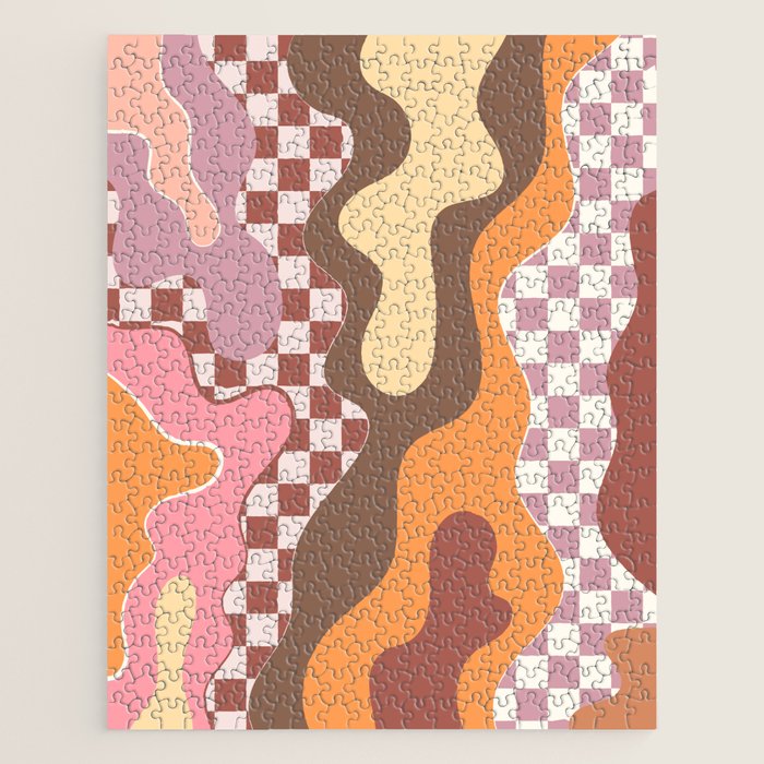 Abstract Swirls with Check Jigsaw Puzzle Gallery Image 1