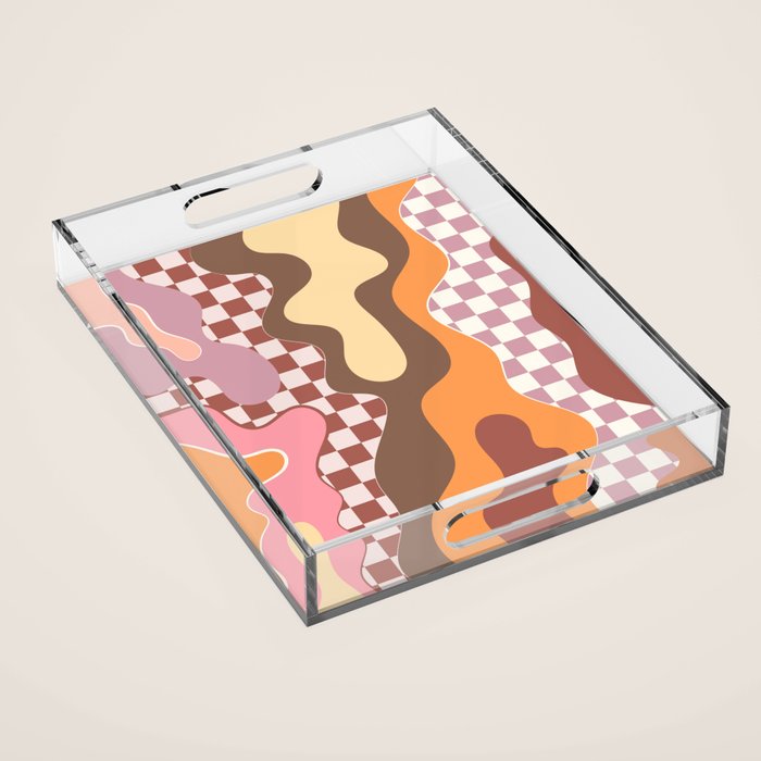 Abstract Swirls with Check Acrylic Tray Gallery Image 1