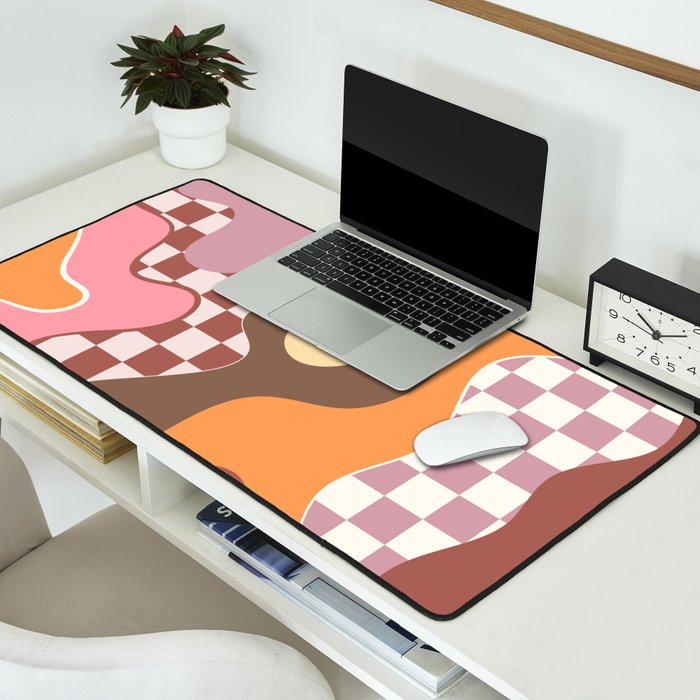 Abstract Swirls with Check Desk Mat Gallery Image 2