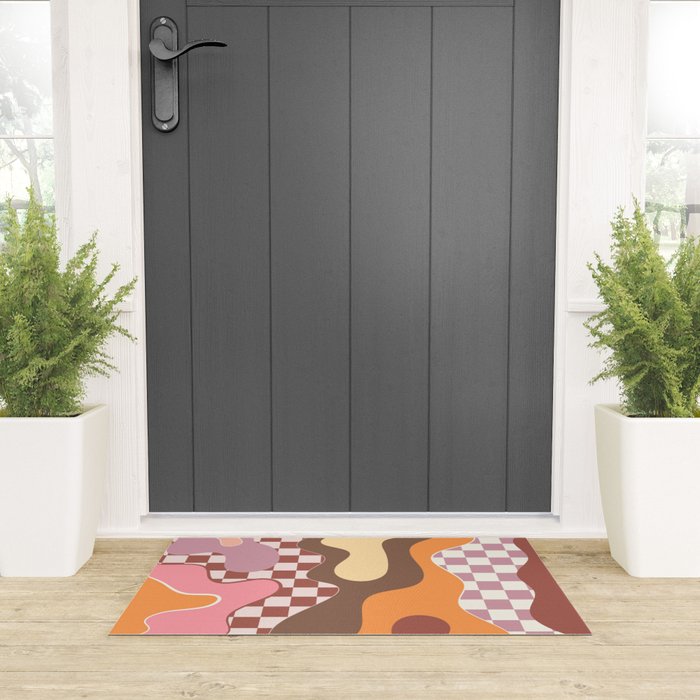 Abstract Swirls with Check Welcome Mat Gallery Image 3
