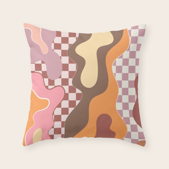 Abstract Swirls with Check Throw Pillow Gallery Image 6