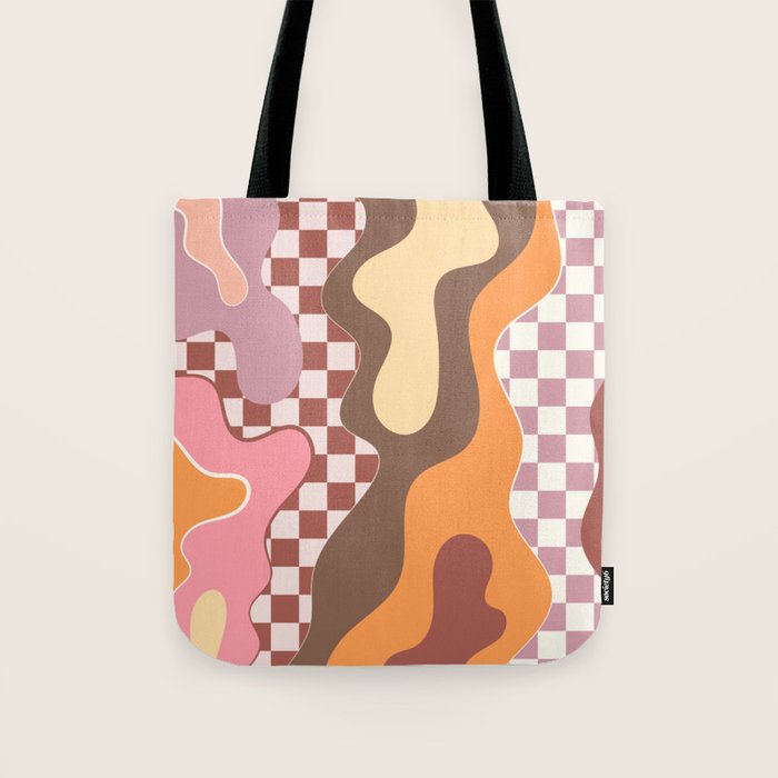Abstract Swirls with Check Tote Bag Gallery Image 1