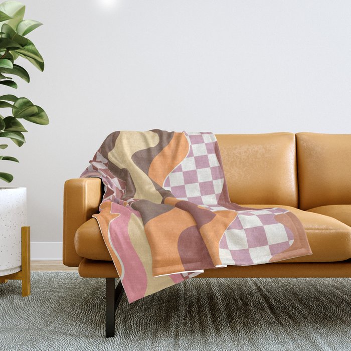 Abstract Swirls with Check Throw Blanket Gallery Image 1