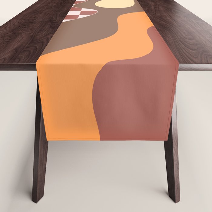 Abstract Swirls with Check Table Runner Gallery Image 1