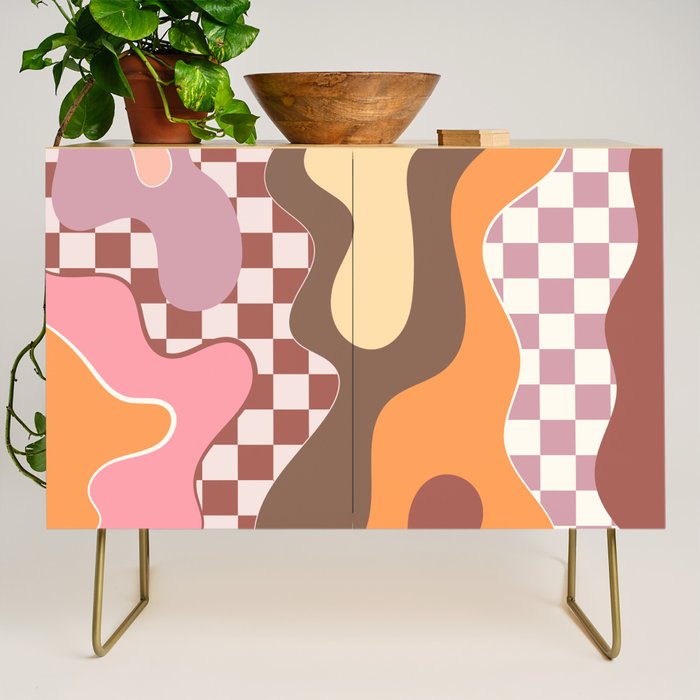 Abstract Swirls with Check Credenza Gallery Image 1