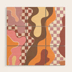 Abstract Swirls with Check Wood Wall Art Gallery Image 1