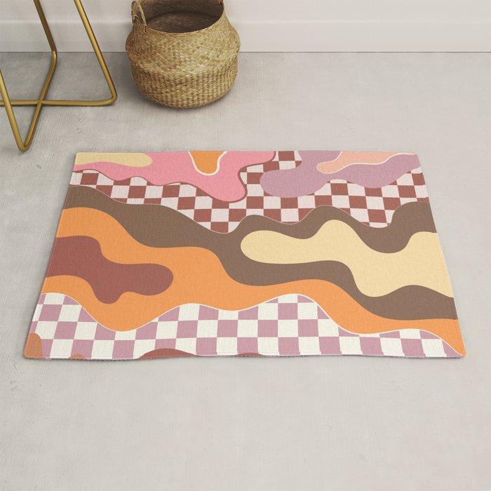 Abstract Swirls with Check Rug Gallery Image 1
