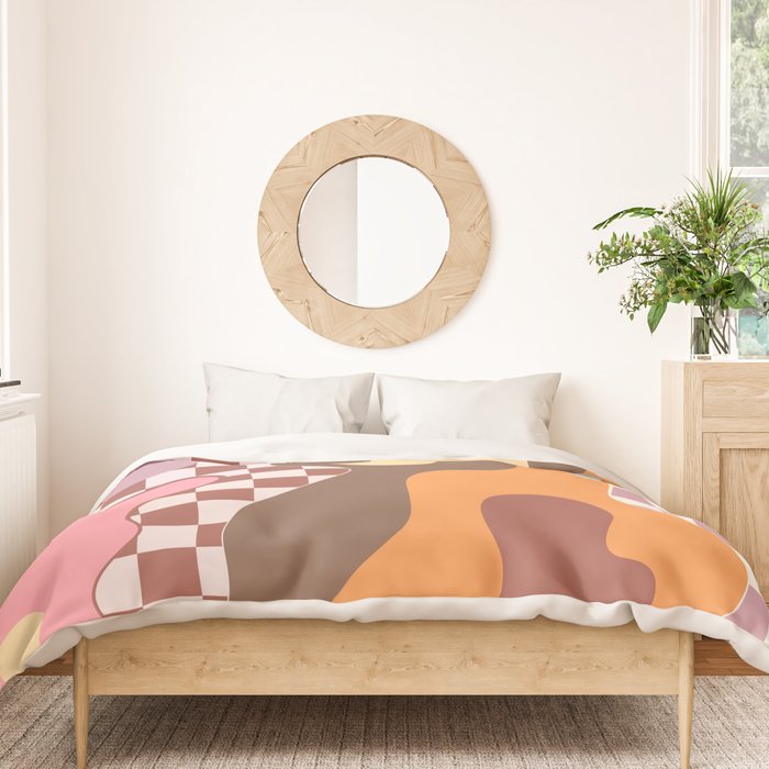 Abstract Swirls with Check Duvet Cover Gallery Image 3