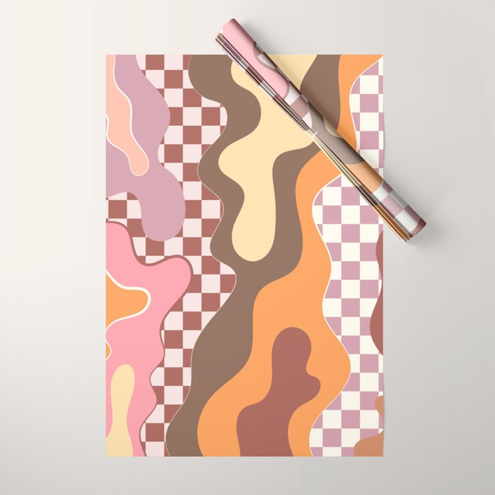 Abstract Swirls with Check Wrapping Paper Gallery Image 1