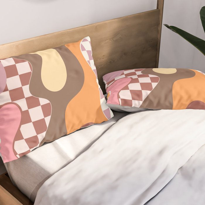 Abstract Swirls with Check Pillow Sham Gallery Image 2