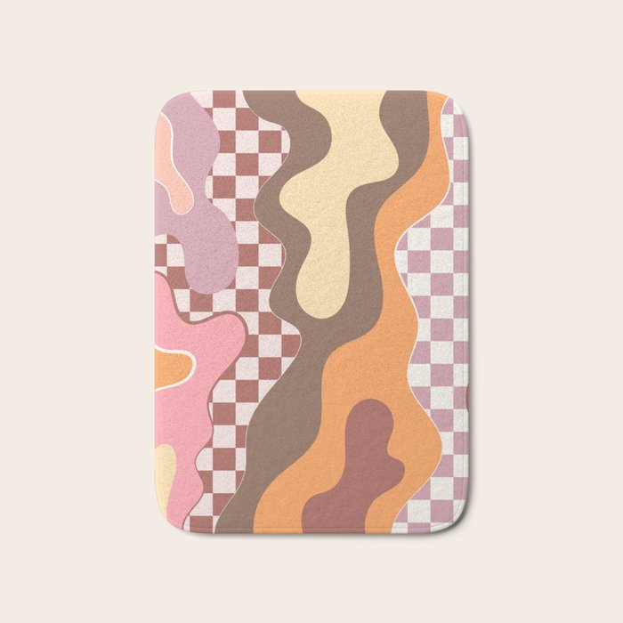 Abstract Swirls with Check Bath Mat Gallery Image 1