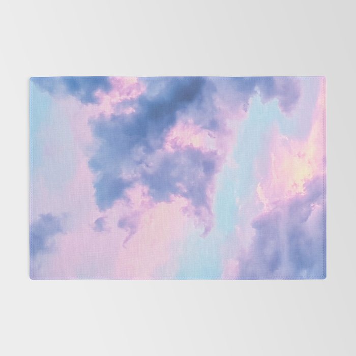 Pastel Purple Lilac Fluffy Fantasy Fairytale Sunset Clouds In The Sky Rug Gallery Image 2