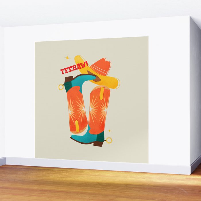 Yeehaw! Bright Cowboy Boots Wall Mural Gallery Image 2