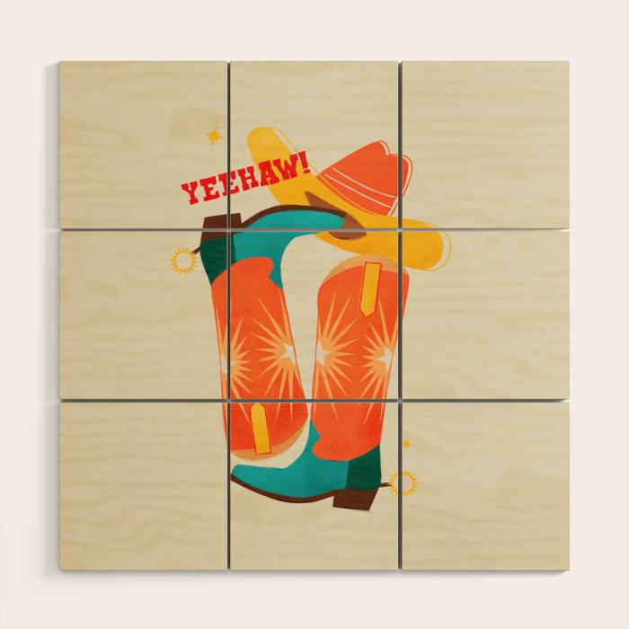 Yeehaw! Bright Cowboy Boots Wood Wall Art Gallery Image 1