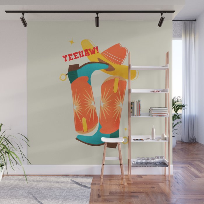 Yeehaw! Bright Cowboy Boots Wall Mural Gallery Image 1