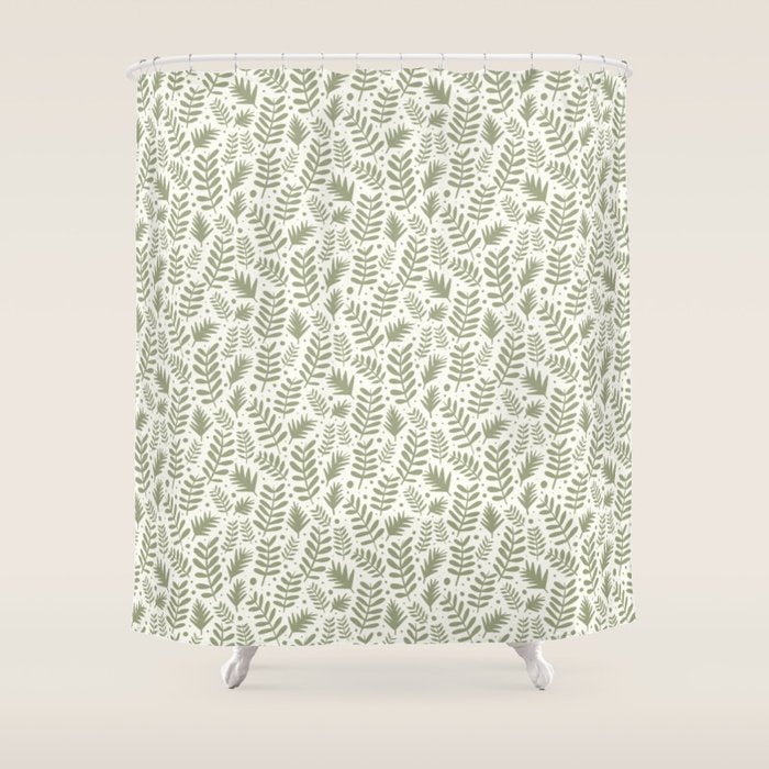 Modern Foliage . Lush Green Shower Curtain Gallery Image 1